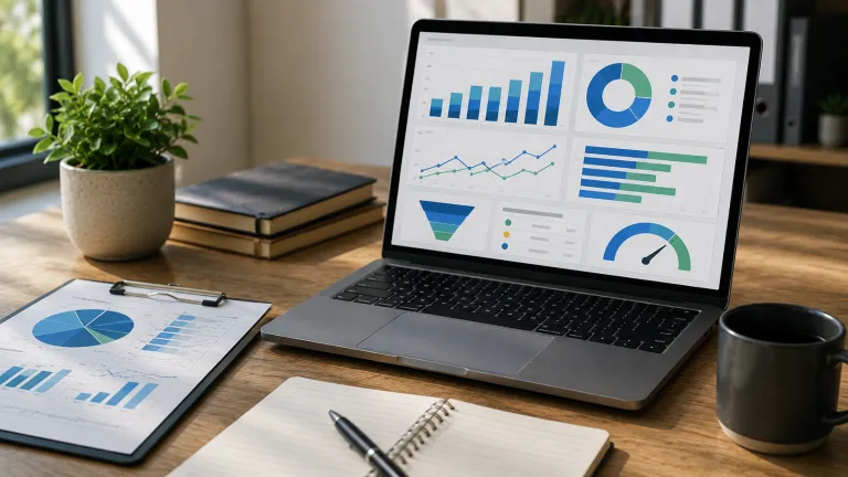 A laptop displaying focused CRM dashboard charts and performance metrics, illustrating how CRM dashboards support better business decisions.