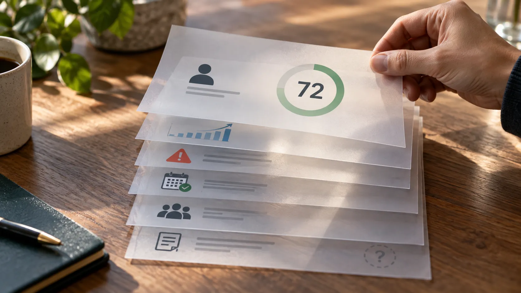 AI explainability in CRM illustrated through transparent data layers revealing prediction scores, supporting evidence, risk factors, and uncertainty in AI-driven customer decisions.